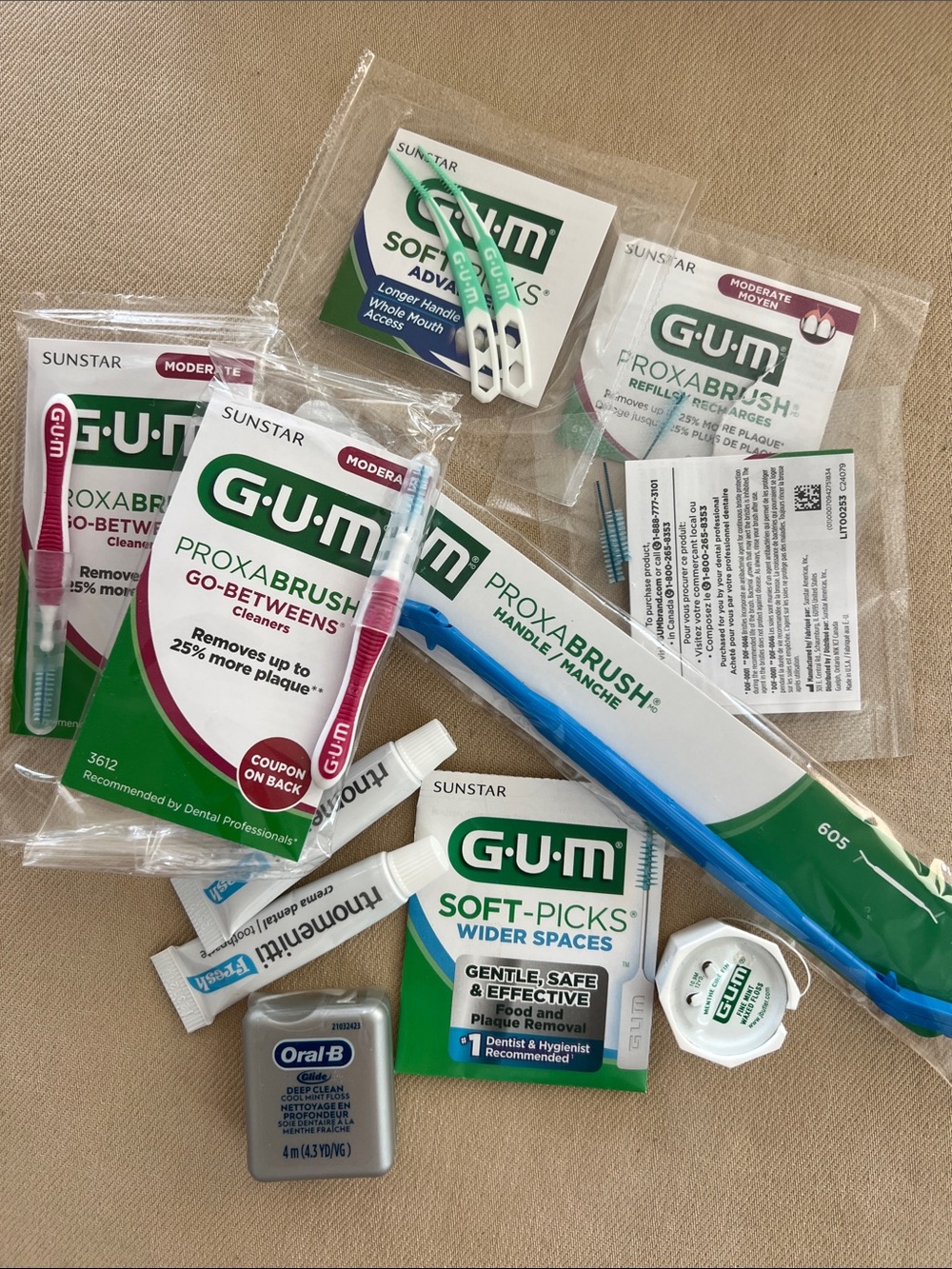 GUM Proxabrush & Soft-Picks, OralB Floss - Home Oral Care Kit